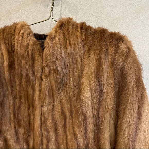 Vintage real mink cape with scalloped edges 1950s mink stole cape - Picture 5 of 13